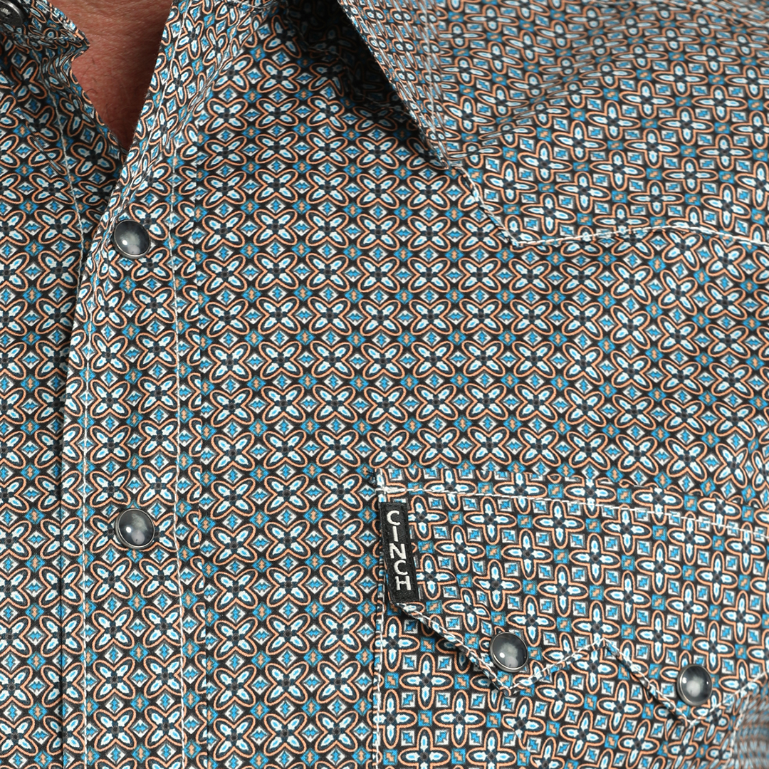 Chemise à boutons-pression imprimé géométrique Cinch pour homme