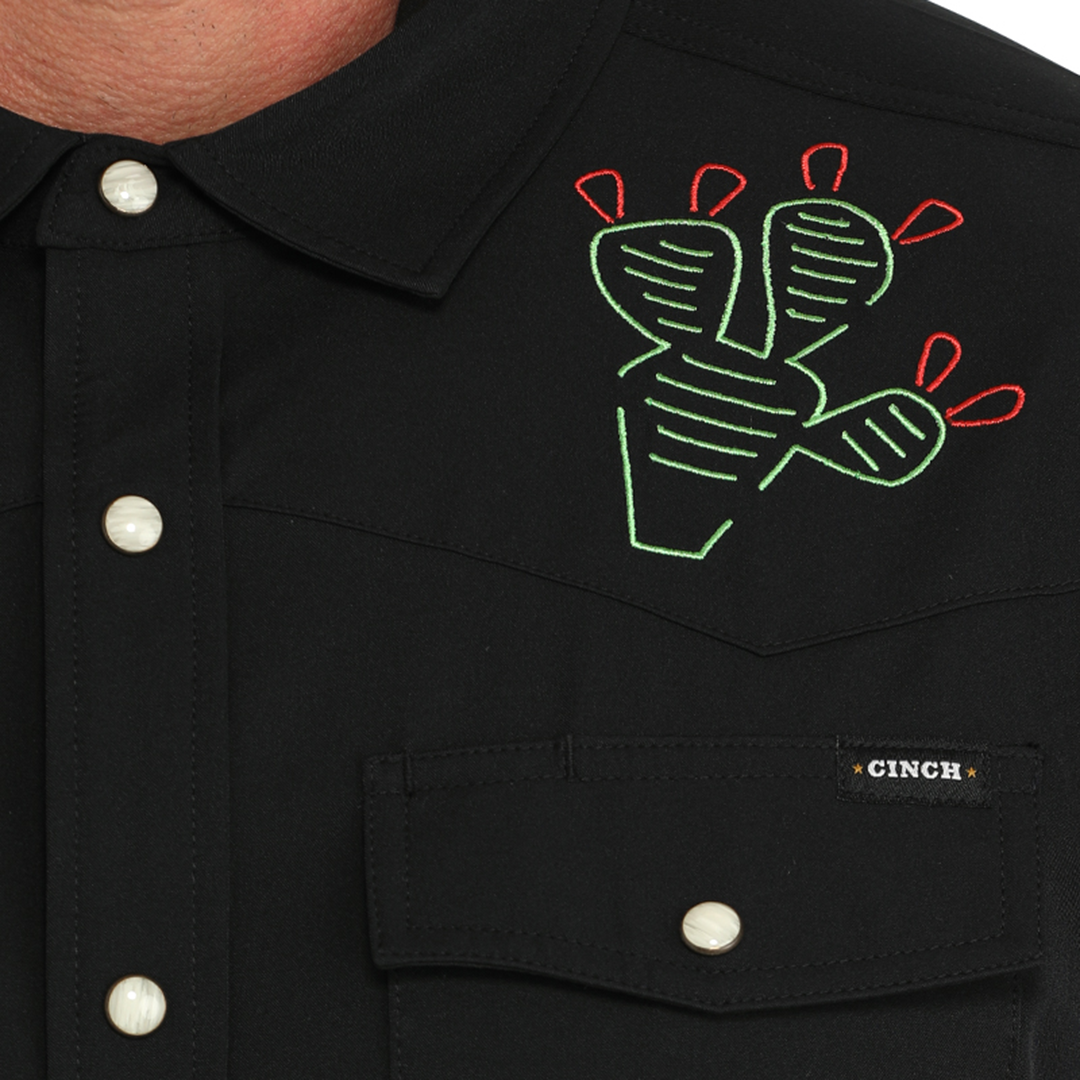 Cinch Men's Aflex Cactu Yoke Short Sleeve Button Shirt