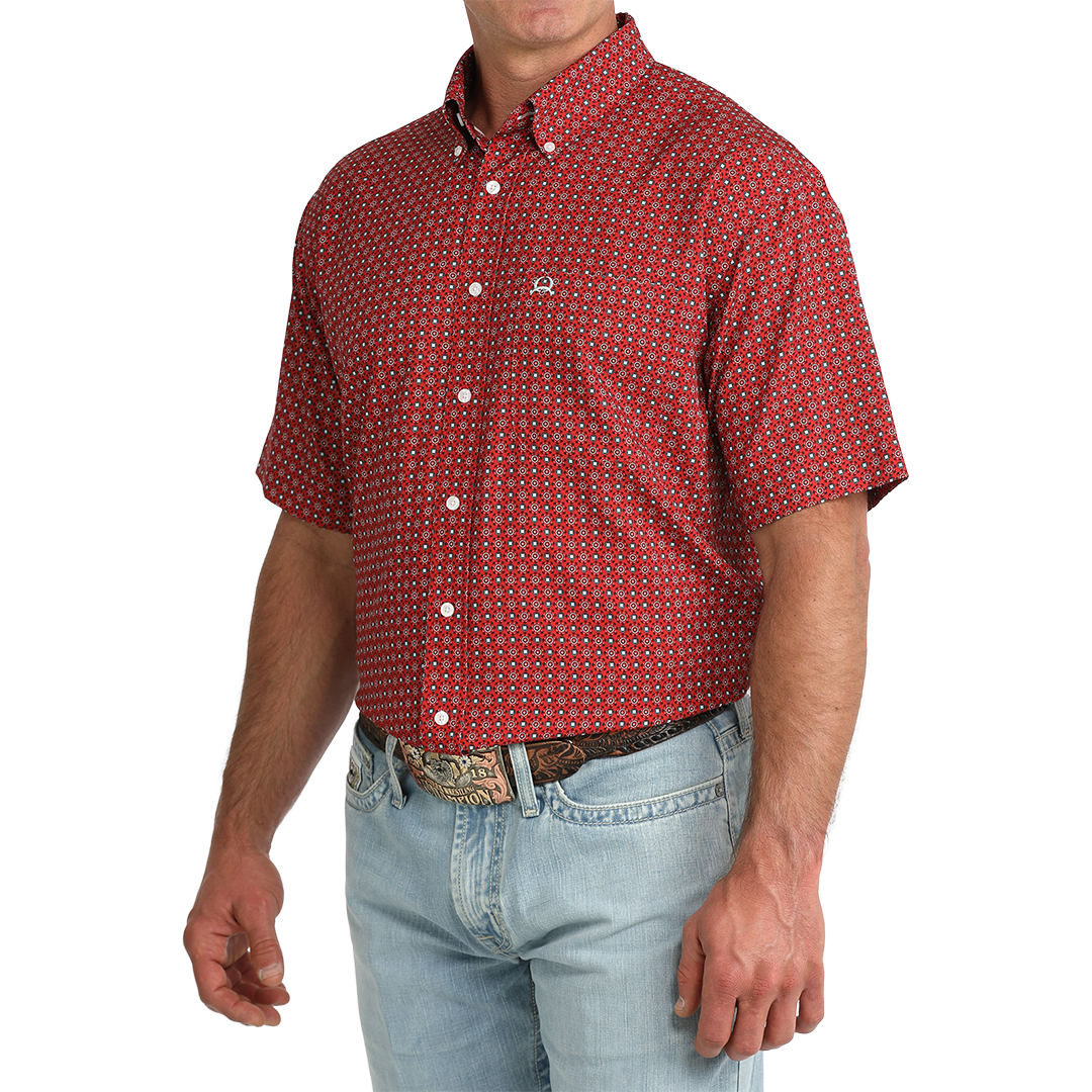 Cinch Men's Geometric Print Short Sleeve Button Shirt
