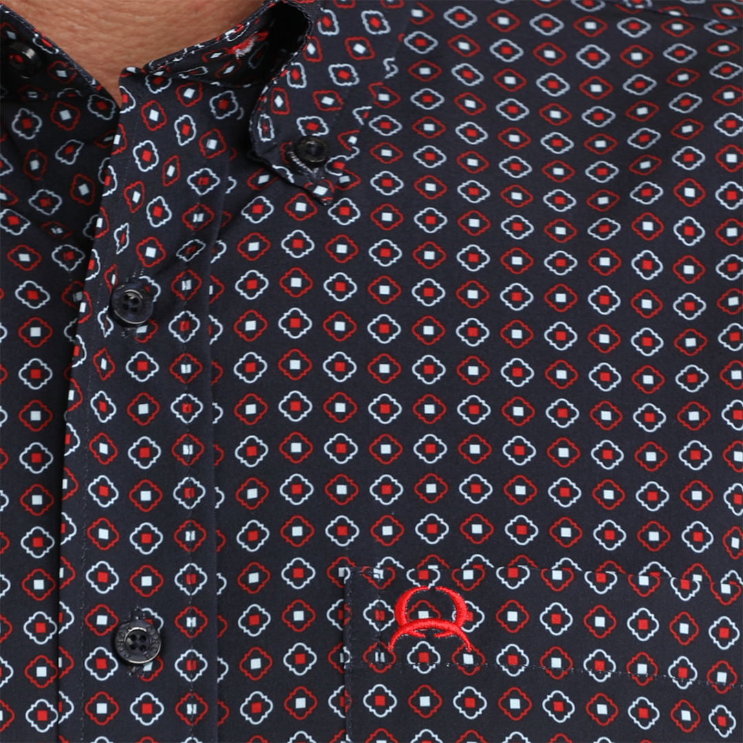 Cinch Men's Geometric Print Short Sleeve Button Shirt