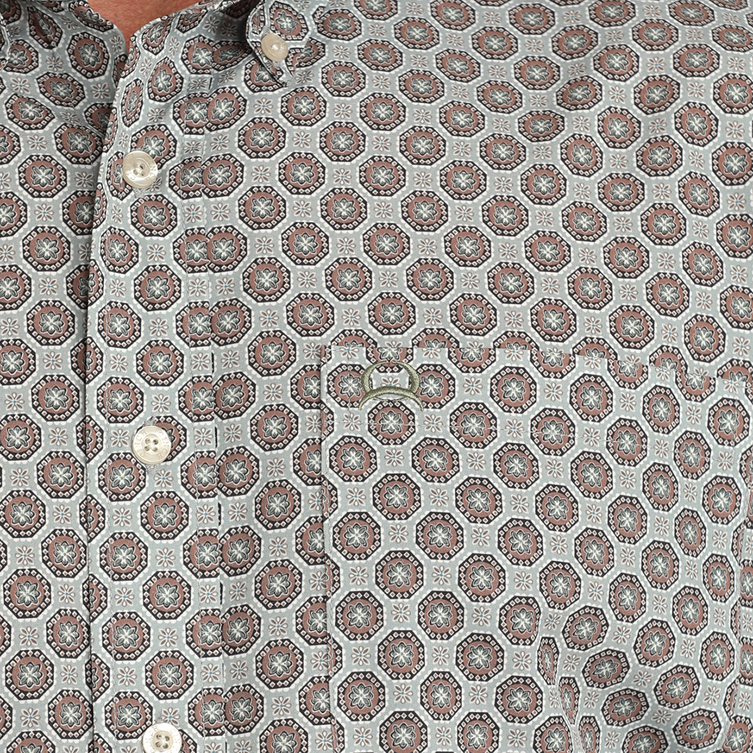 Cinch Men's ArenaFlex Geometric Print Short Sleeve Button Shirt