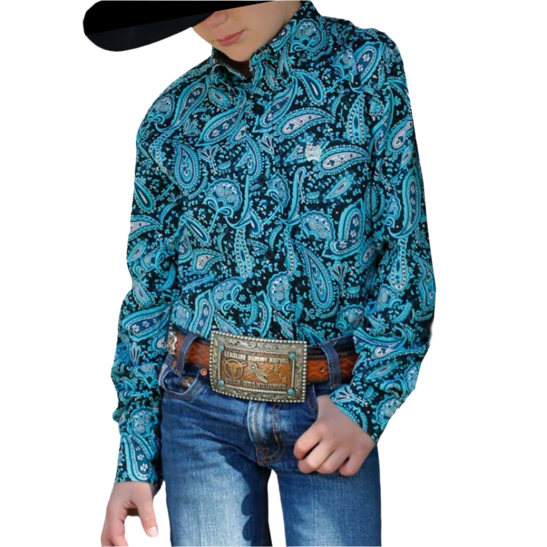 Chemise boutonnée à manches longues en cachemire Cinch pour garçons