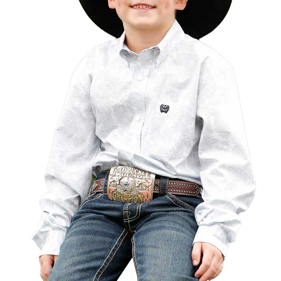 Cinch Boys' Paisley Long Sleeve Button-Down Shirt