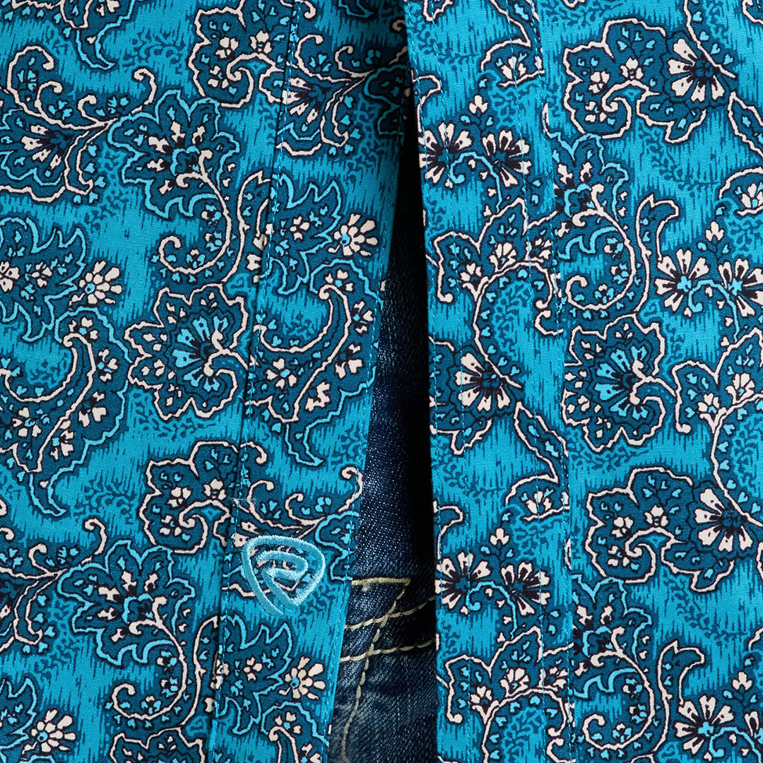 Chemise à pression Rock & Roll Denim pour homme à manches longues et imprimé cachemire