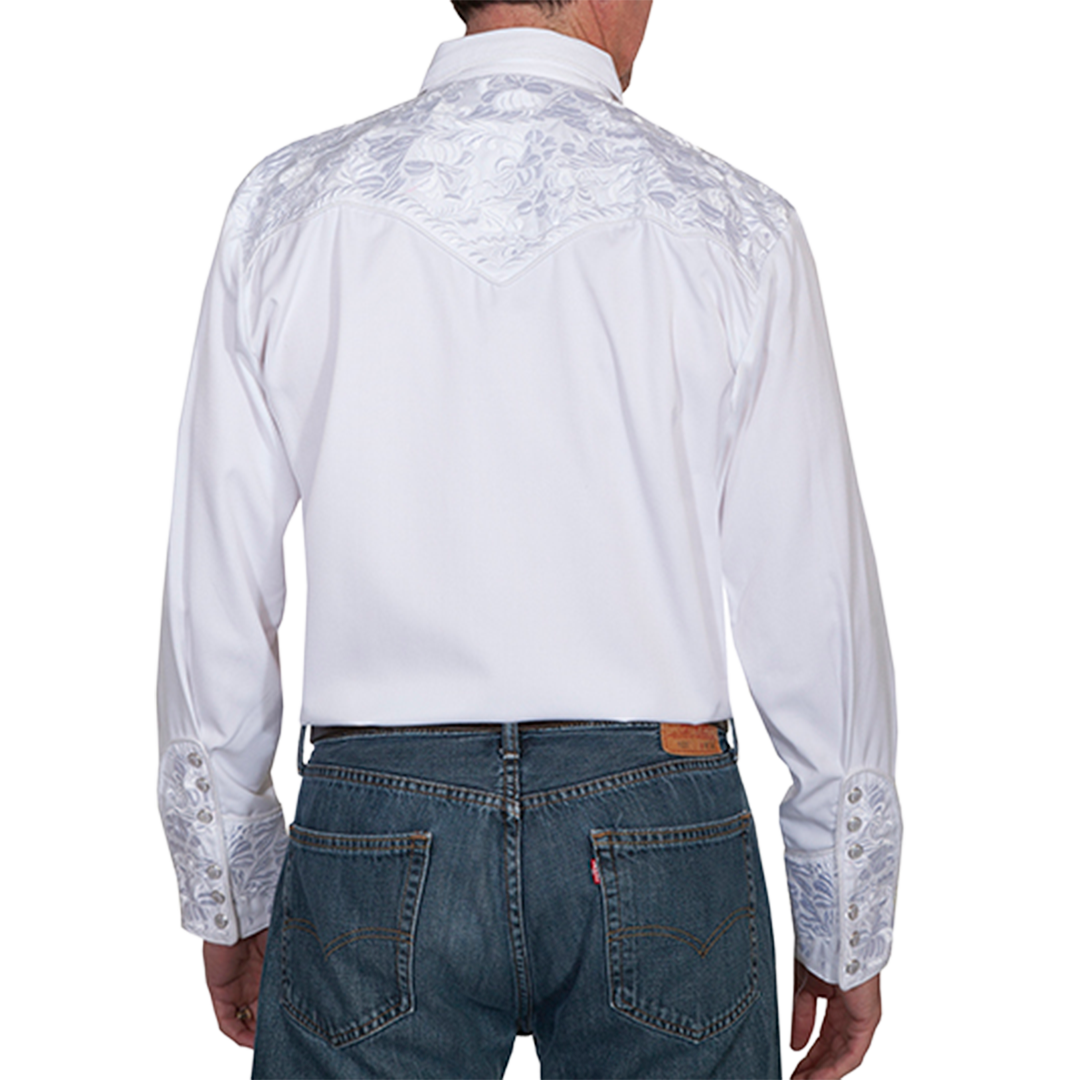 Chemise à pression Scully pour hommes à manches longues et empiècement brodé
