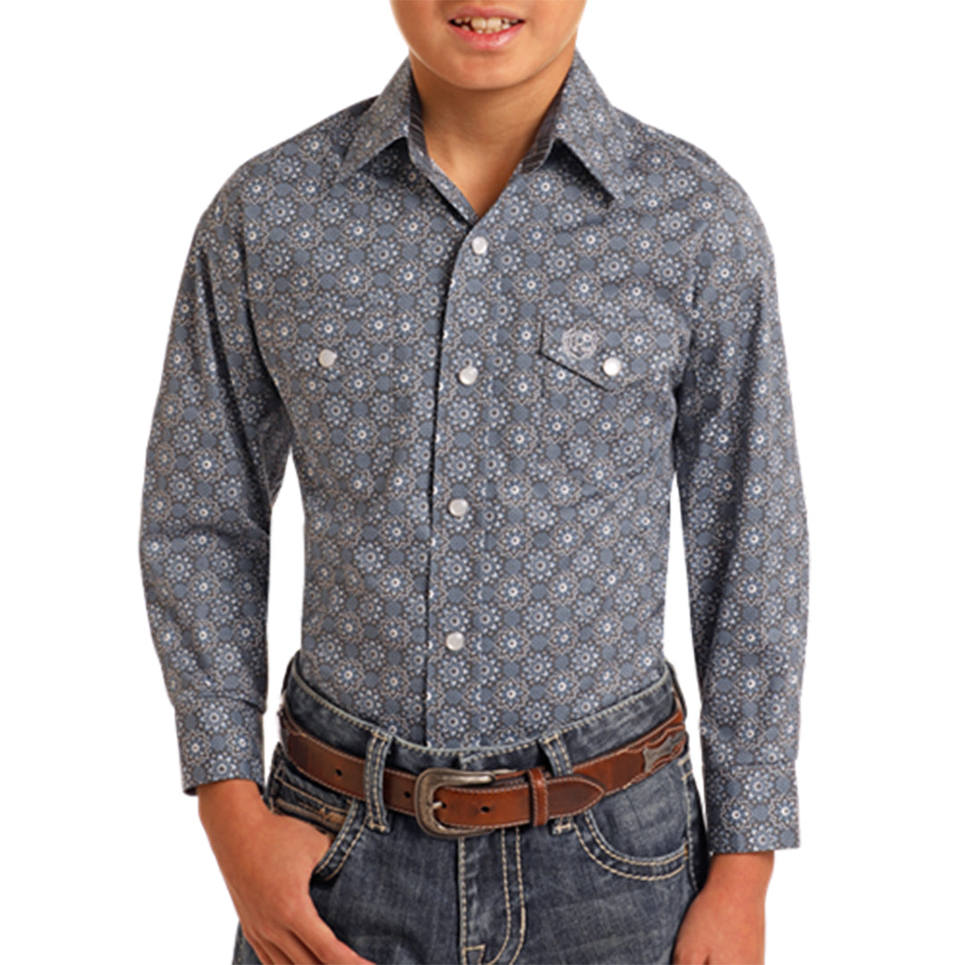 Chemise à boutons-pression et fleurs géométriques Panhandle Boys