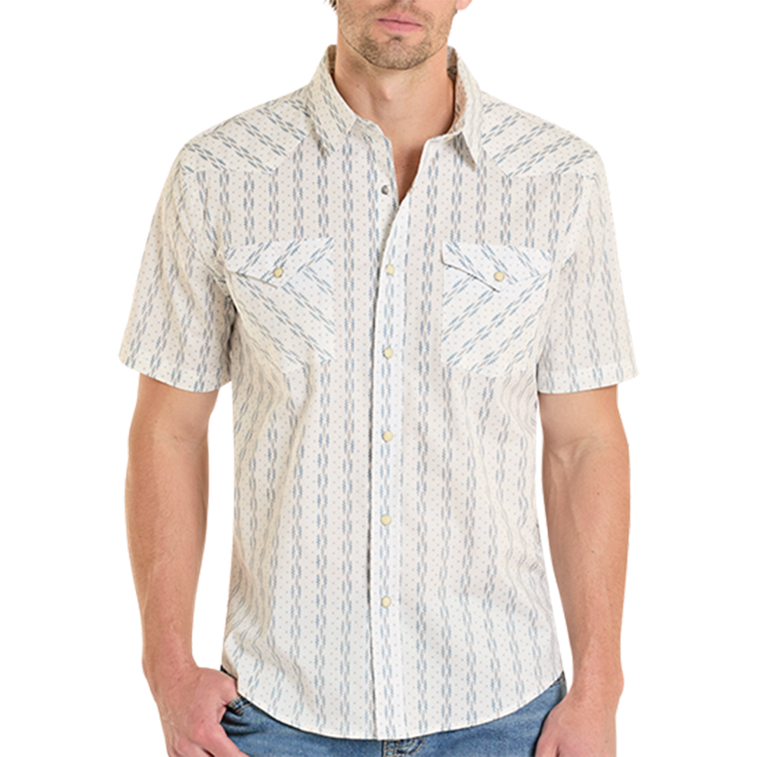 Panhandle Men's Vintage Wallpaper Short Sleeve Snap Shirt
