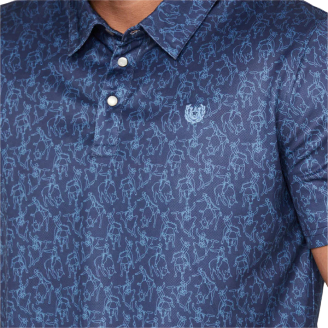 Polo Panhandle pour homme à imprimé taureau et boutons-pression