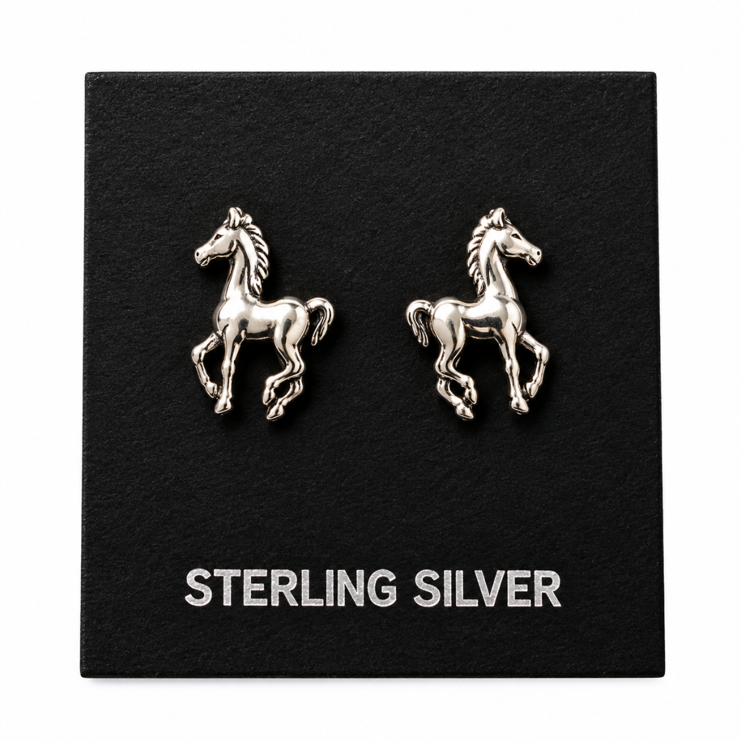 Boucles d'oreilles clous fer à cheval en argent
