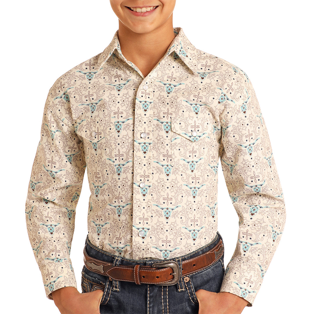 Chemise imprimée à boutons-pression Rough Stock pour garçons