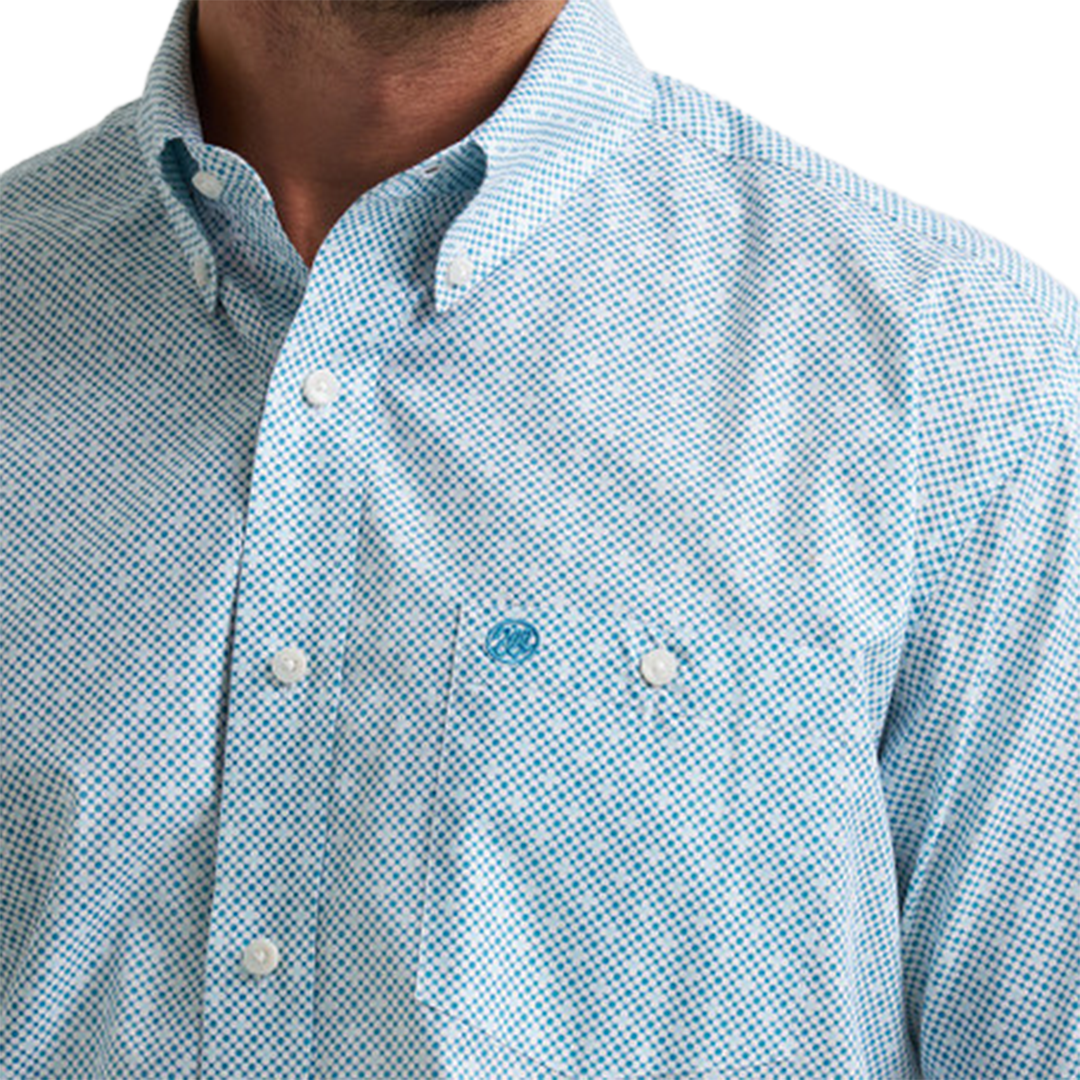 Wrangler Men's Geometric Print Short Sleeve Button Shirt