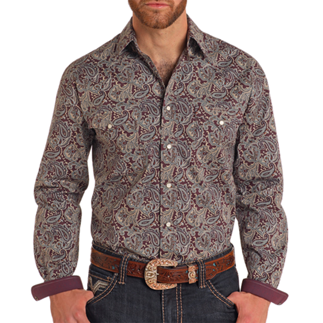 Chemise à manches longues boutonnée homme Rough Stock à imprimé cachemire
