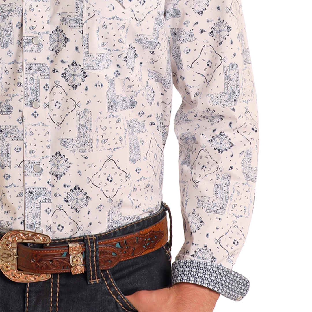 Chemise à manches longues à boutons-pression avec imprimé bandana pour homme Rough Stock