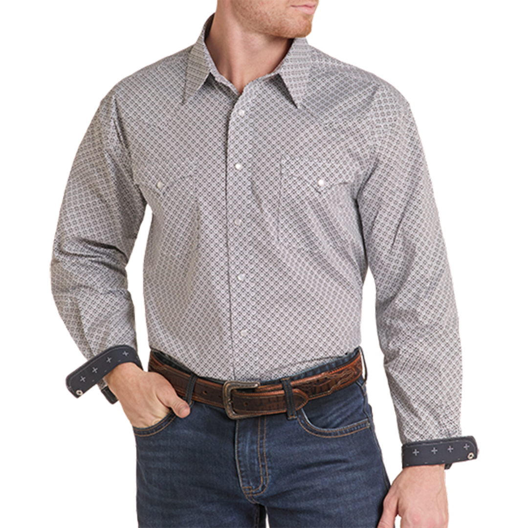 Chemise à manches longues boutonnée homme Rough Stock à imprimé cachemire