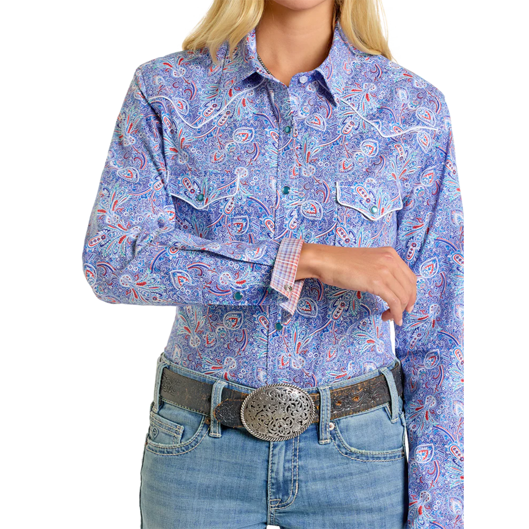 Chemise à pression à manches longues style cachemire pour femme Rough Stock
