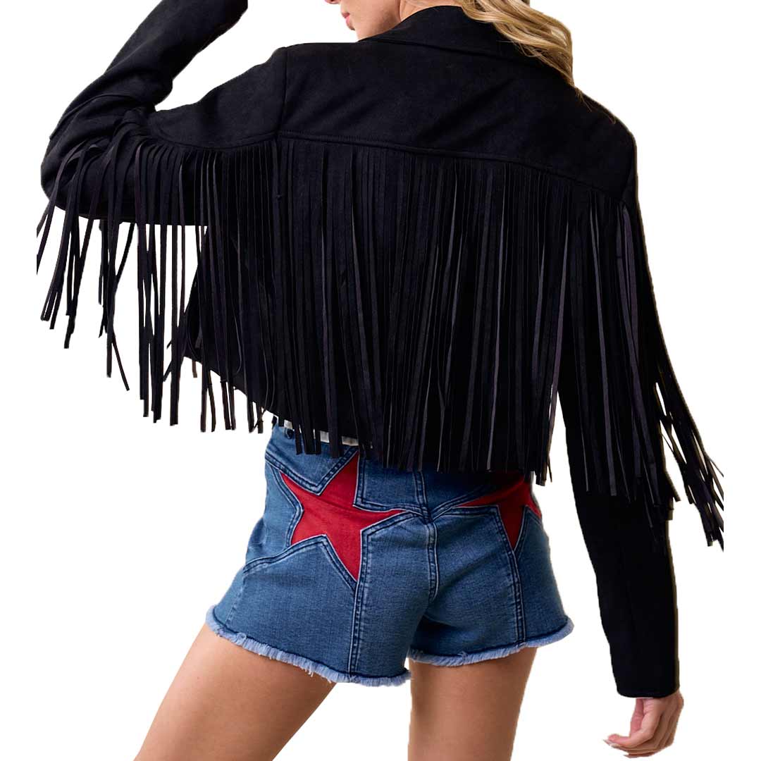 Veste courte en daim à franges Saints & Hearts pour femme