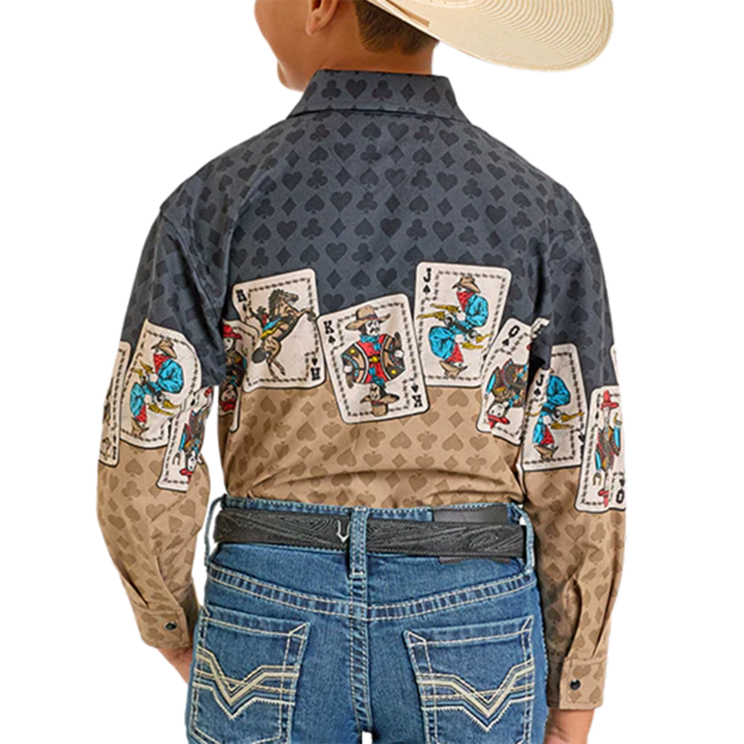 Panhandle Boys' Card Border Long Sleeve Snap Shirt