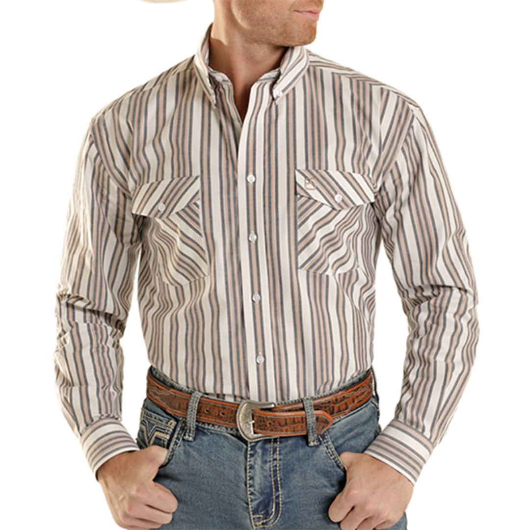 Panhandle Slim Men's Stripe Print Long Sleeve Button Shirt
