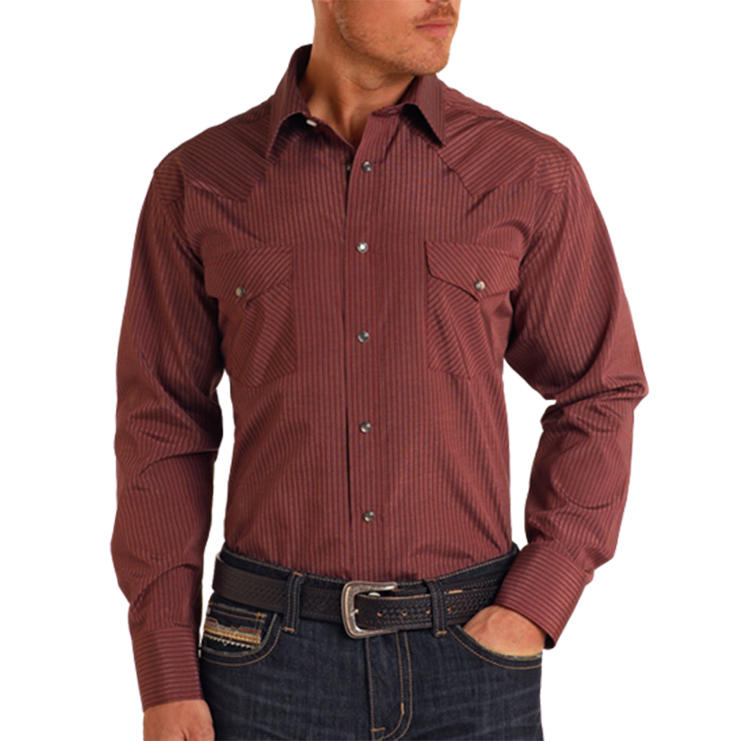Chemise à manches longues à boutons-pression Panhandle Men's West Stripe