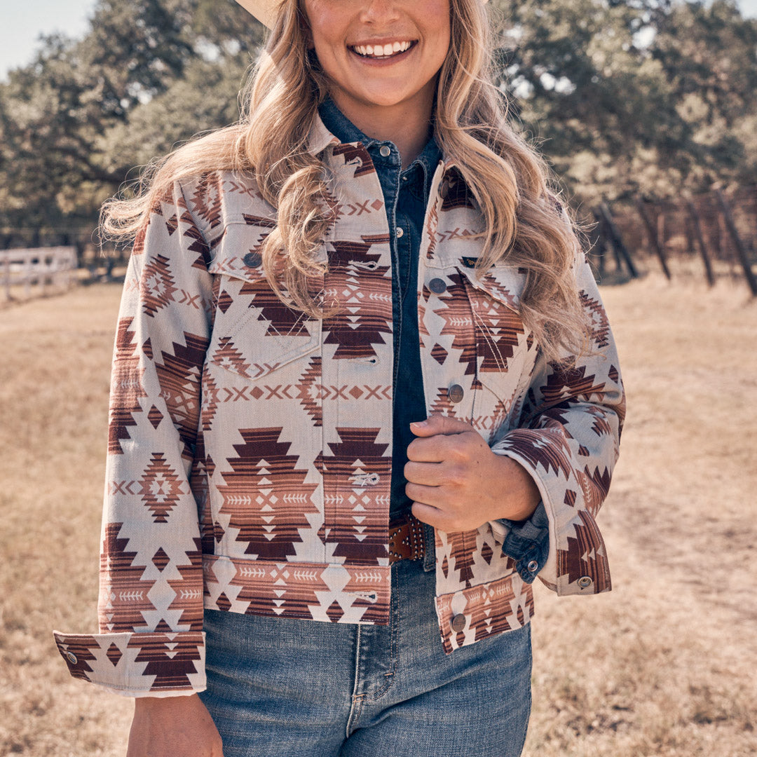 Wrangler Women's Western Printed Boyfriend Jacket