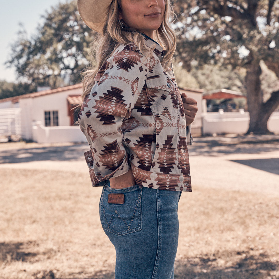 Wrangler Women's Western Printed Boyfriend Jacket
