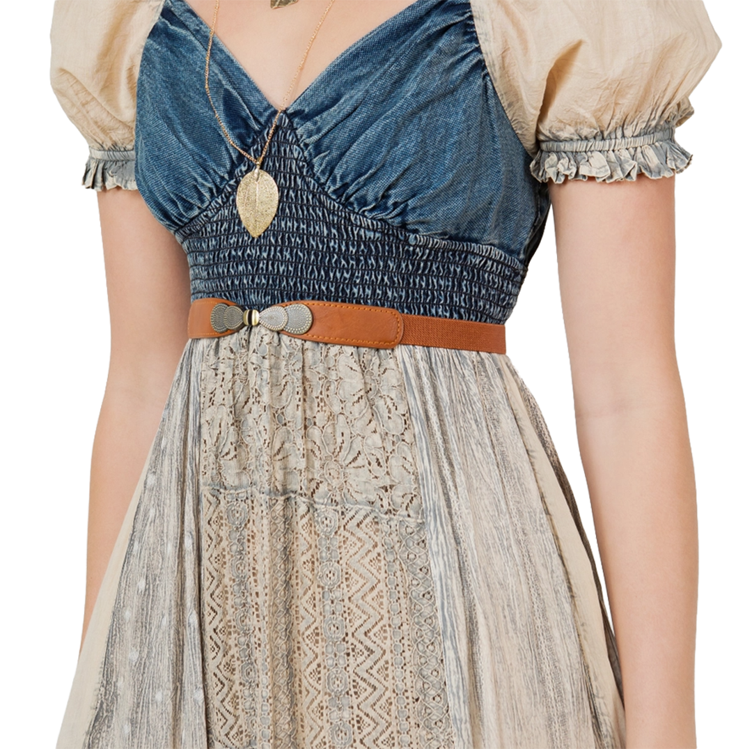 Young Threads Women's Denim Ruffled Dress