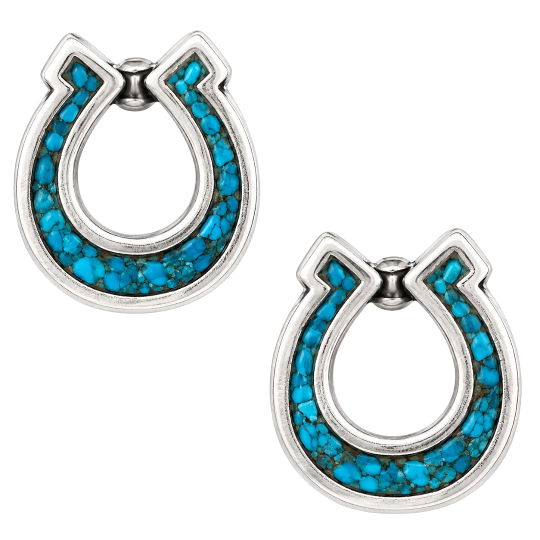 Boucles d'oreilles clous fer à cheval en argent