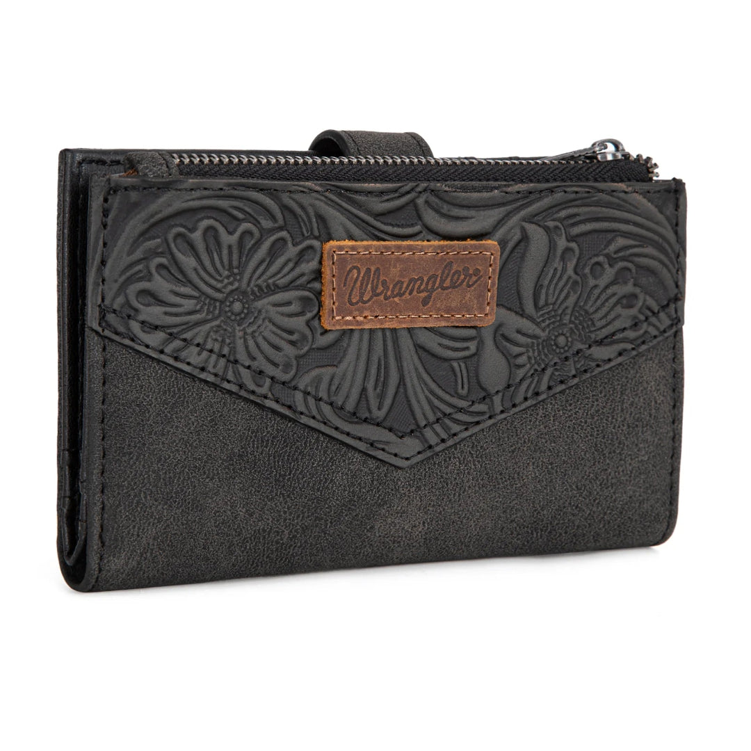 Portefeuille à deux volets pour femme Wrangler avec motif floral ciselé