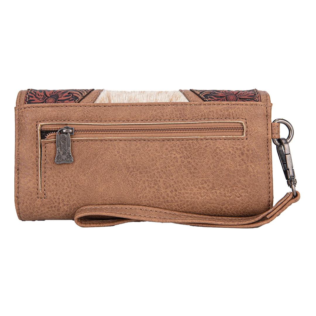 Trinity Ranch Floral Tooled and Cowhide Wallet