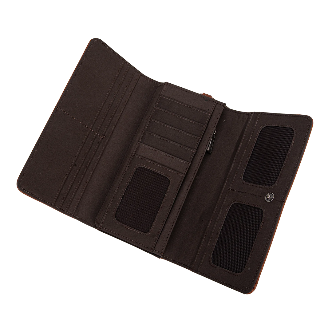 Trinity Ranch Floral Tooled and Cowhide Wallet