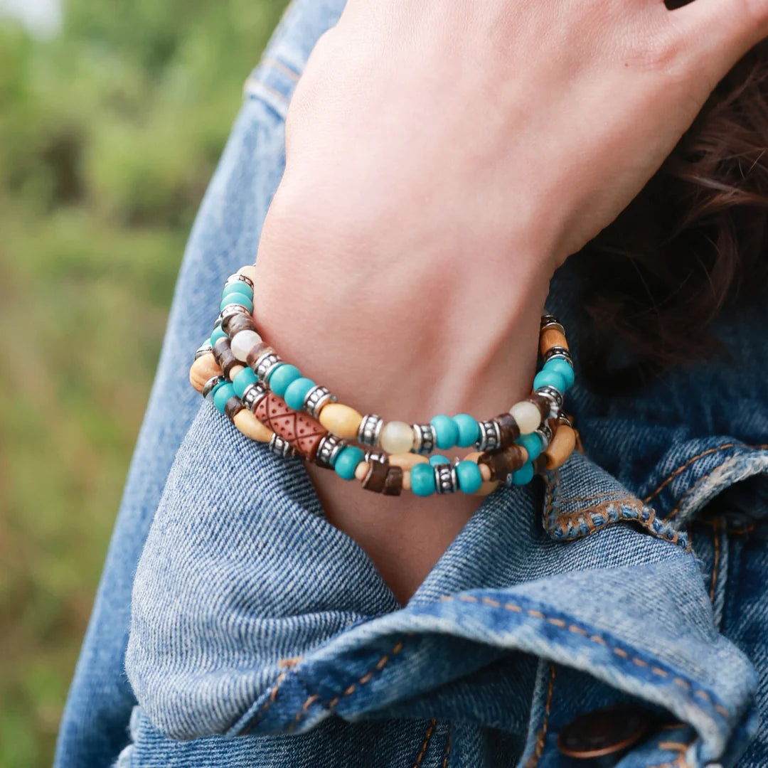 Bracelets à perles à 4 rangs Wyo Horse pour femmes