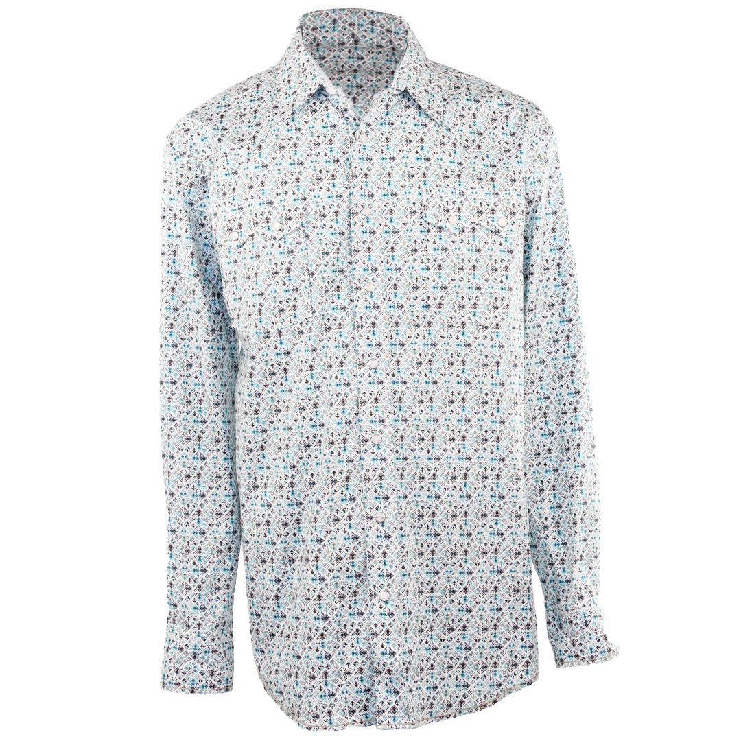 Chemise à manches longues à boutons-pression avec imprimé géométrique Panhandle Slim pour homme