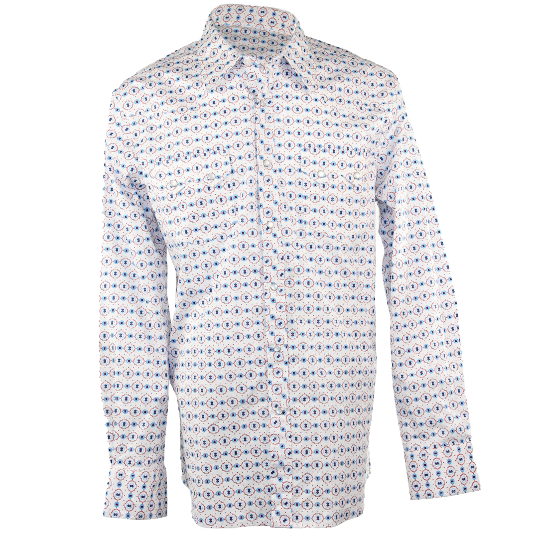 Chemise à boutons-pression et imprimé géométrique à manches longues Rock & Roll Denim pour homme