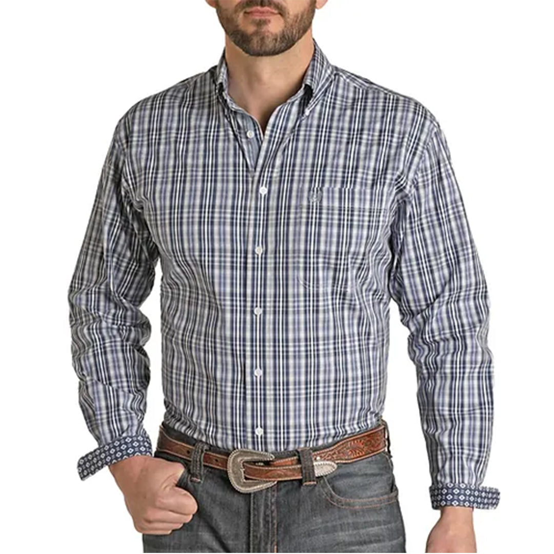 Rough Stock Men's Plaid Button-Down Long Sleeve Shirt
