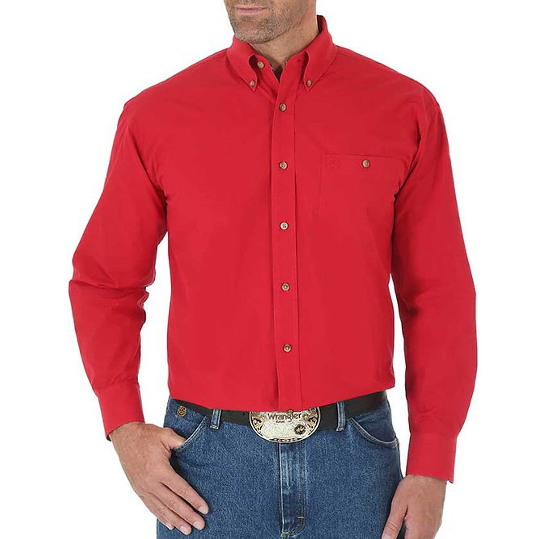 Wrangler Men's George Strait Solid Long Sleeve Button-Down Shirt