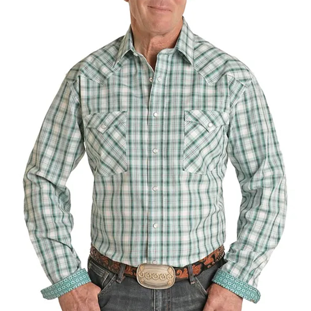 Chemise à manches longues à boutons-pression à carreaux pour homme Rough Stock