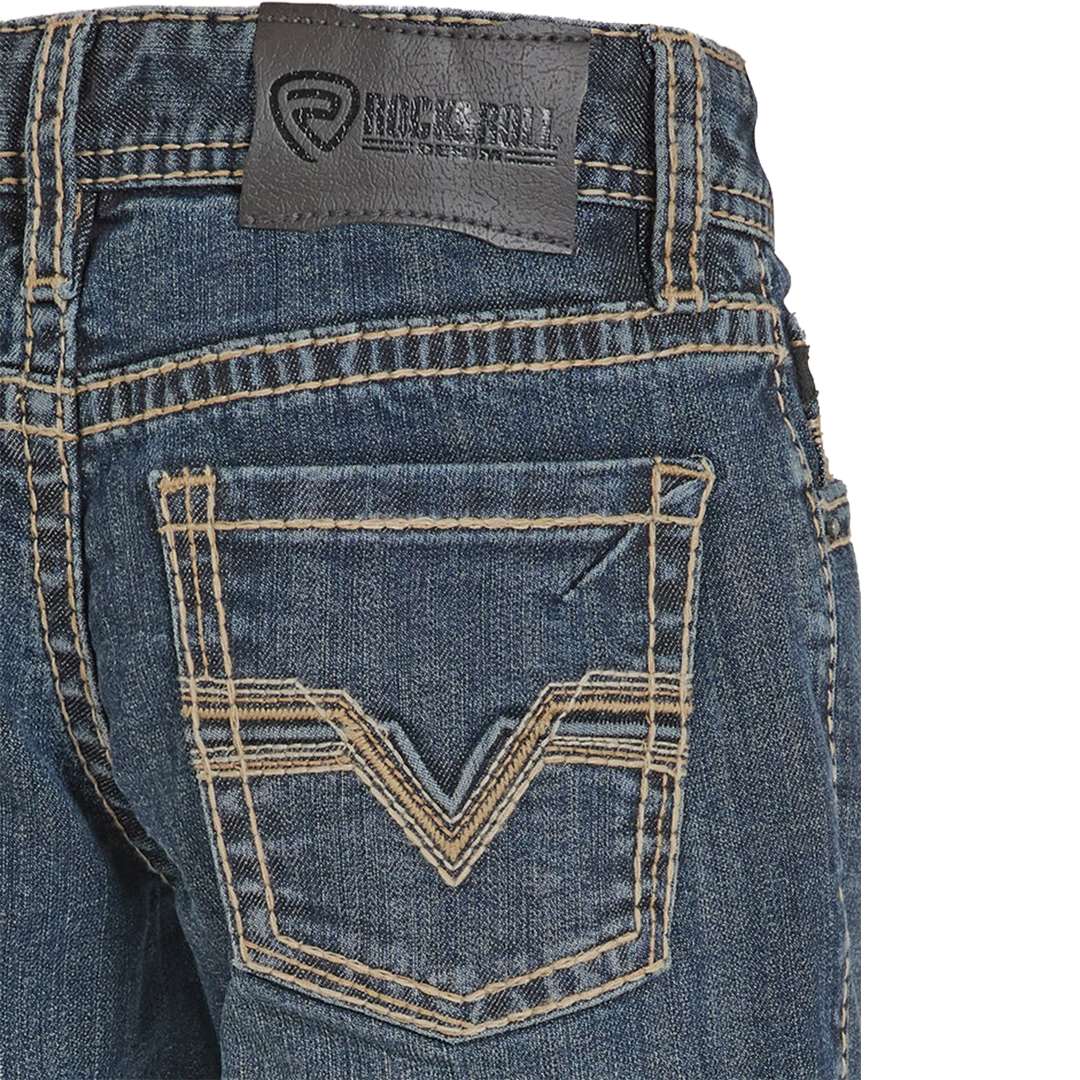 Rock & Roll Denim Boys' Regular Fit Straight Rope Pocket Bootcut Jeans