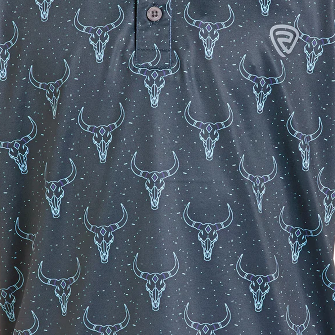 Rock & Roll Denim Polo à manches courtes imprimé Longhorn pour garçons