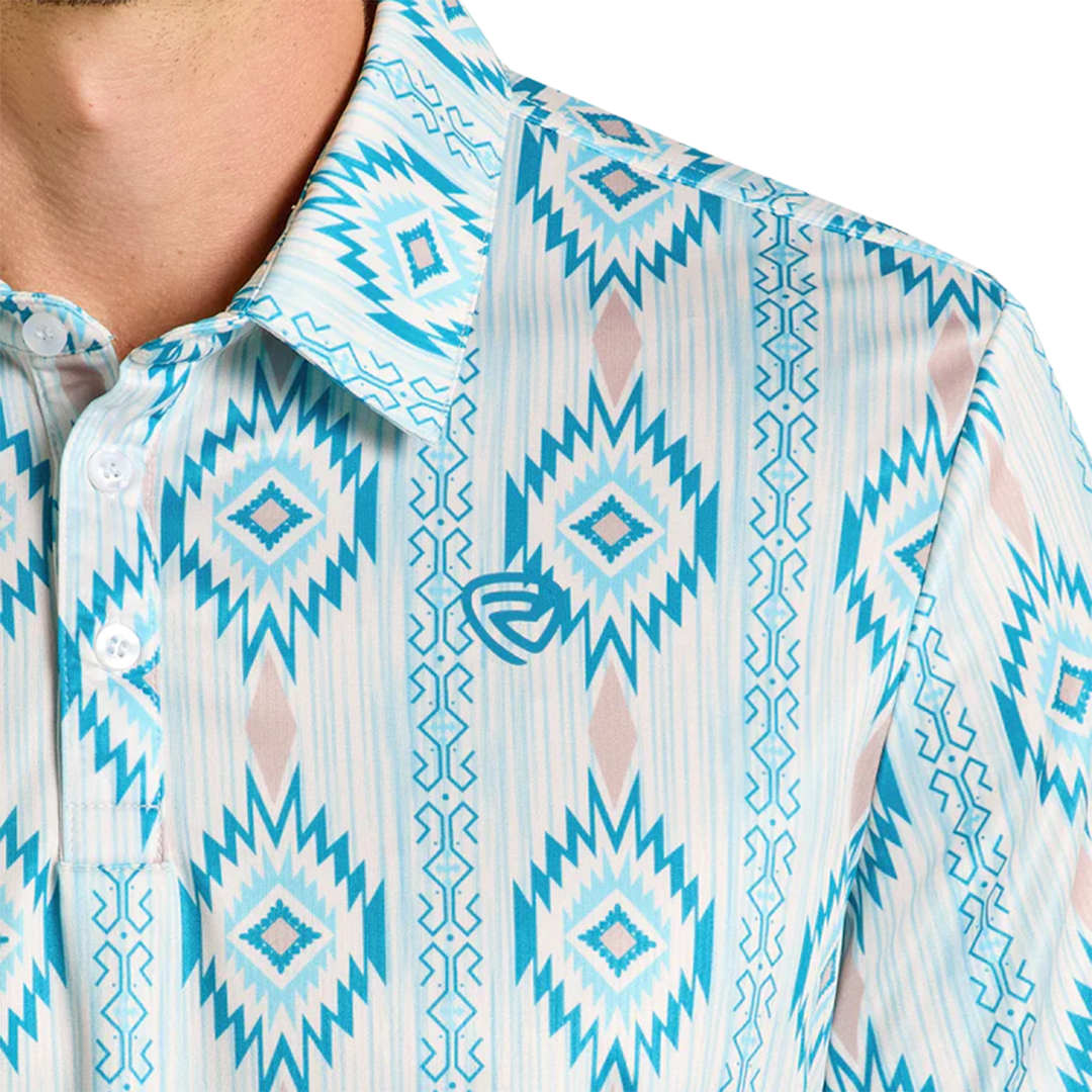 Rock & Roll Denim Men's Caribbean Aztec Printed Polo