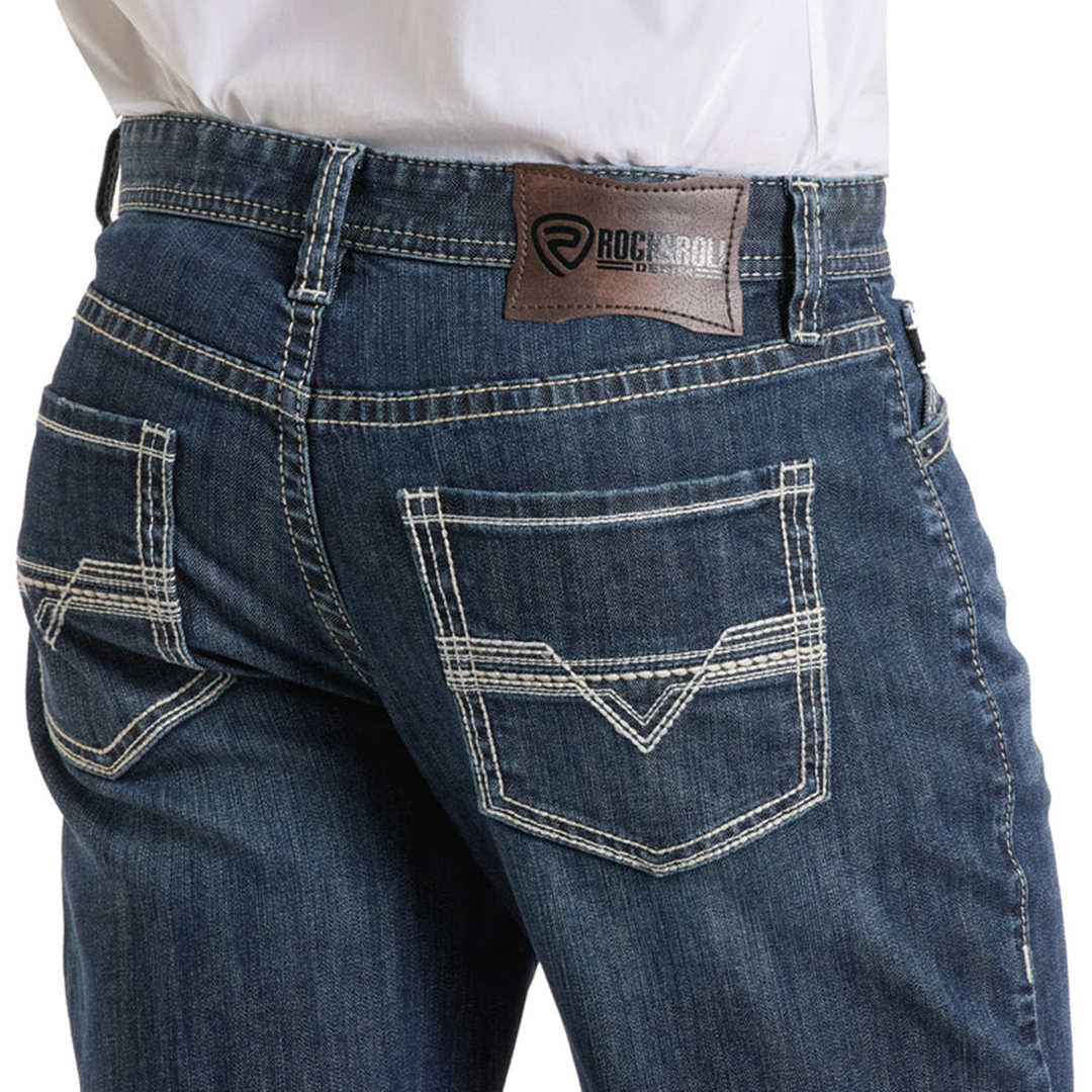 Rock & Roll Denim Men's Relaxed Fit Two Tone Stackable Bootcut Jeans