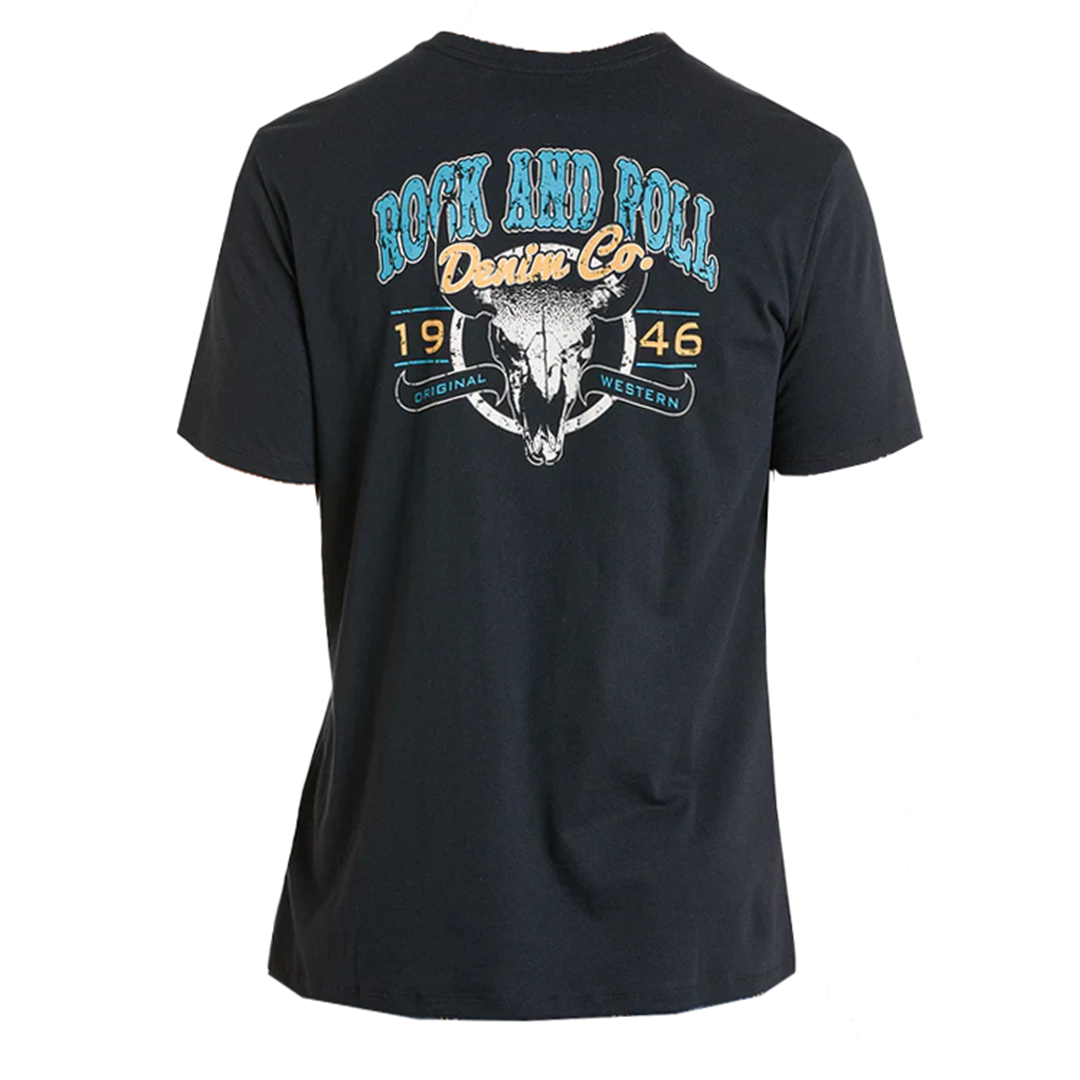 T-Shirt squelette de taureau femme Rock & Roll Denim