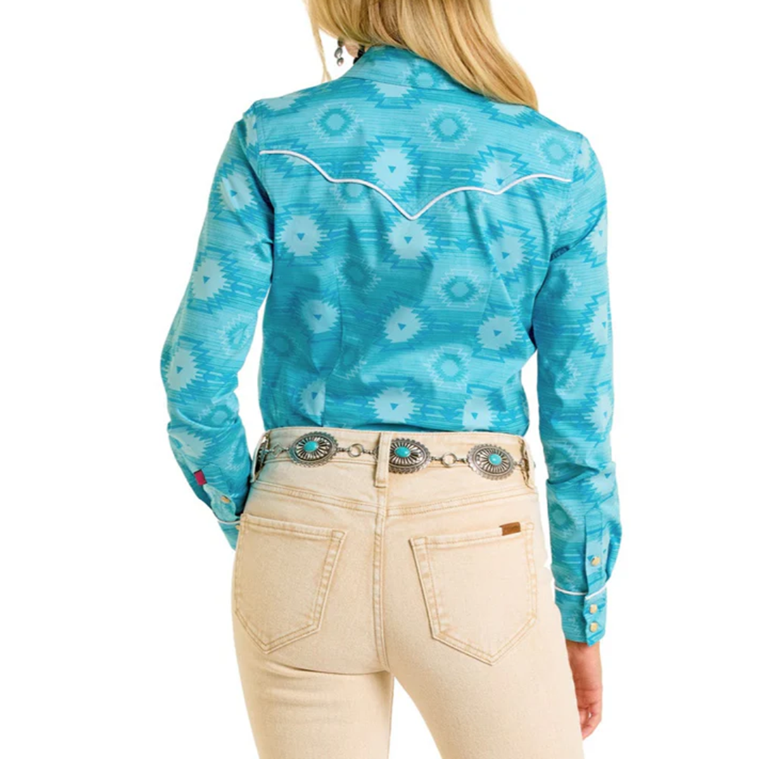 Rock & Roll Denim Women's Tonal Aztec Long Sleeve Shirt