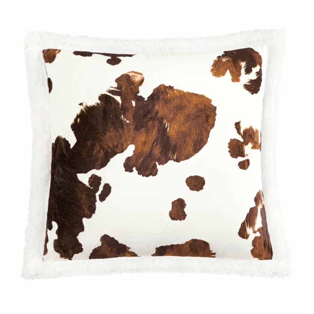 Hi End Accents Elsa Cowhide Campfire Sherpa Pillow