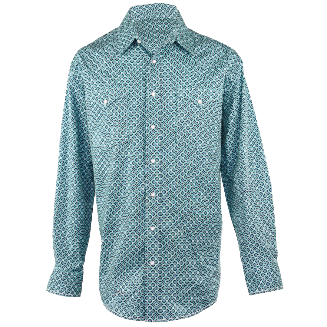 Chemise à manches longues à boutons-pression avec imprimé géométrique Panhandle Slim pour homme