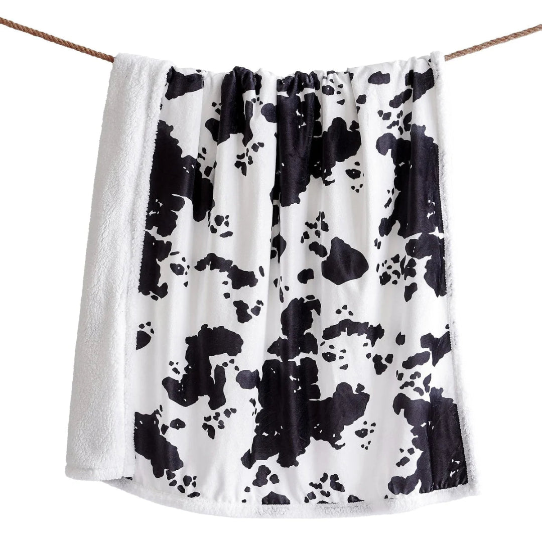 Hi End Accents Elsa Cowhide Campfire Sherpa Throw