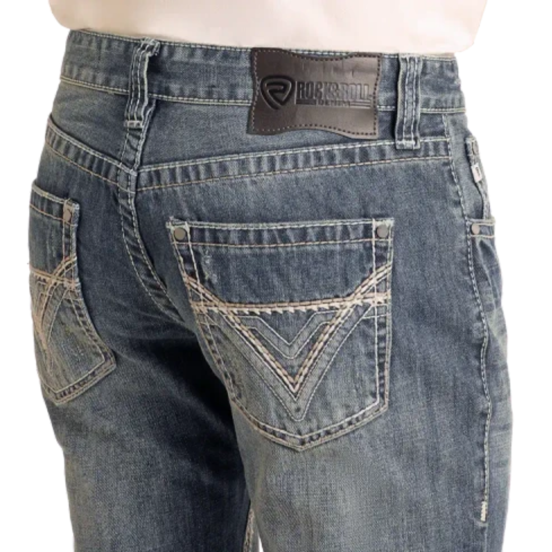 Rock & Roll Denim Men's Embroidery Bootcut Jeans