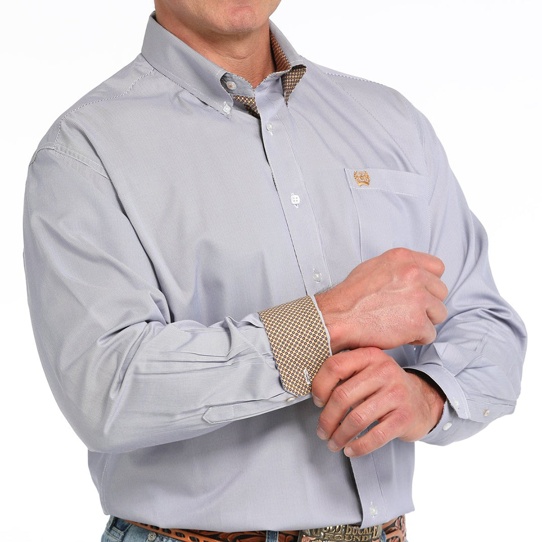 Chemise boutonnée à manches longues à rayures Cinch pour homme