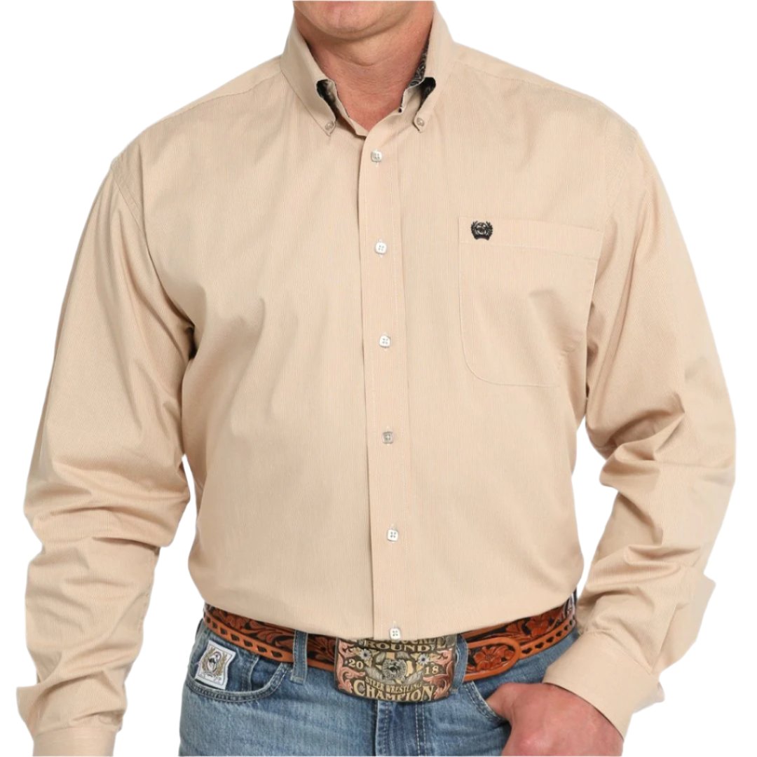 Chemise boutonnée à manches longues pour homme Cinch, à imprimé micro-rayures