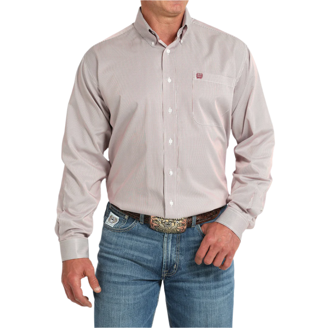 Cinch Men' Striped Long Sleeve Button Shirt