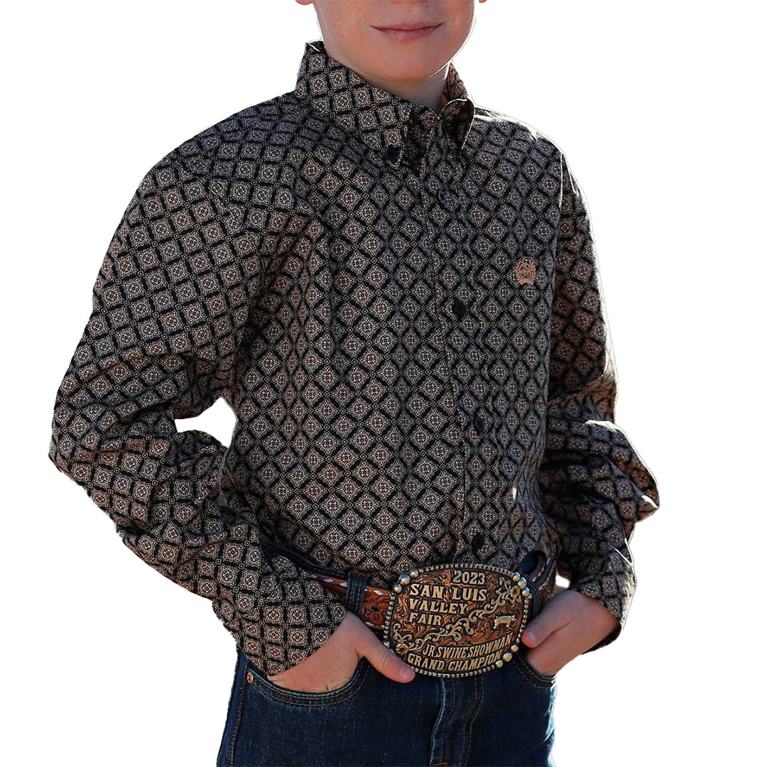 Chemise Western boutonnée à imprimé géométrique Cinch pour garçons